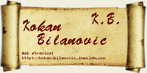 Kokan Bilanović vizit kartica